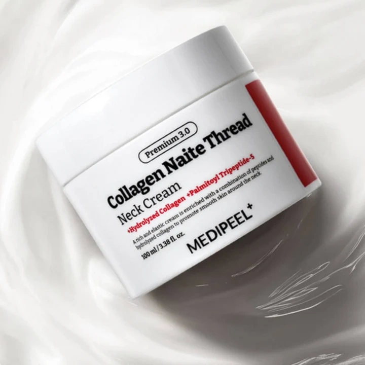 Питательный крем для шеи и декольте MEDIPEEL Premium 3.0 Collagen Naite Thread Neck Cream с пептидами и коллагеном для упругости и эластичности. 